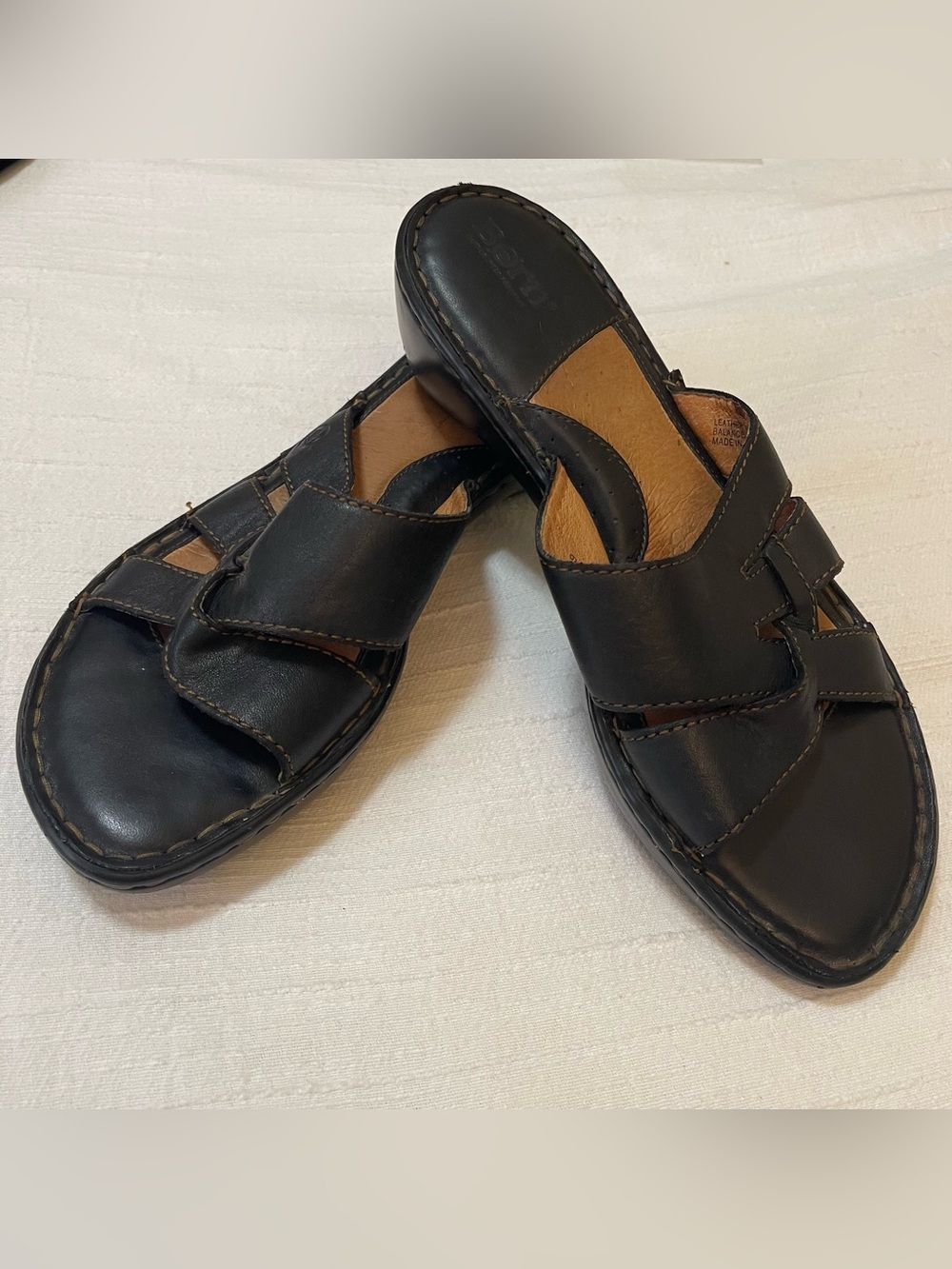 Born Leather Slide Sandals - Dark Brown Women’s Casual Slides